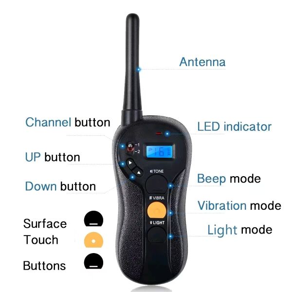 Waterproof Eco-Friendly Rechargeable Nylon Fashion Large Dog Training Collar 3000 Ft Remote Range Beep Vibration Shock Modes