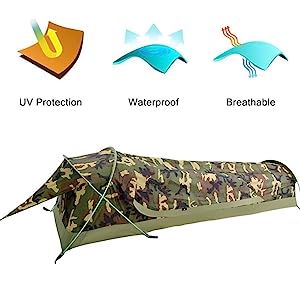 Ultralight Camping Tent, Ultralight Single Person Bivy Tent for Camp Waterproof 1 Man Tent Camping Hiking Backpack