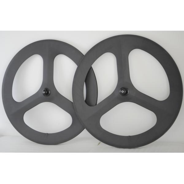 Hot sale 700c 3k Matt tri-spokes /3-spoke carbon clincher wheel for road bicycl&track bike
