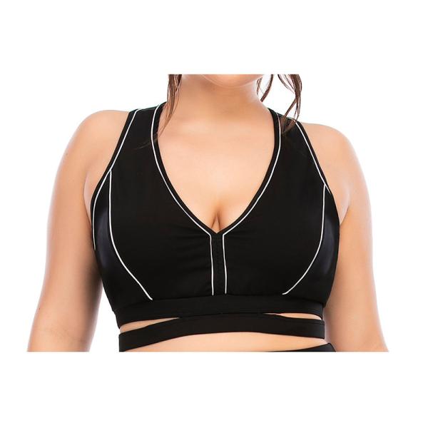 Stand Collar Plus Size 3 Piece Yoga Sets Side Pocket Squat Proof Womens Gym Set