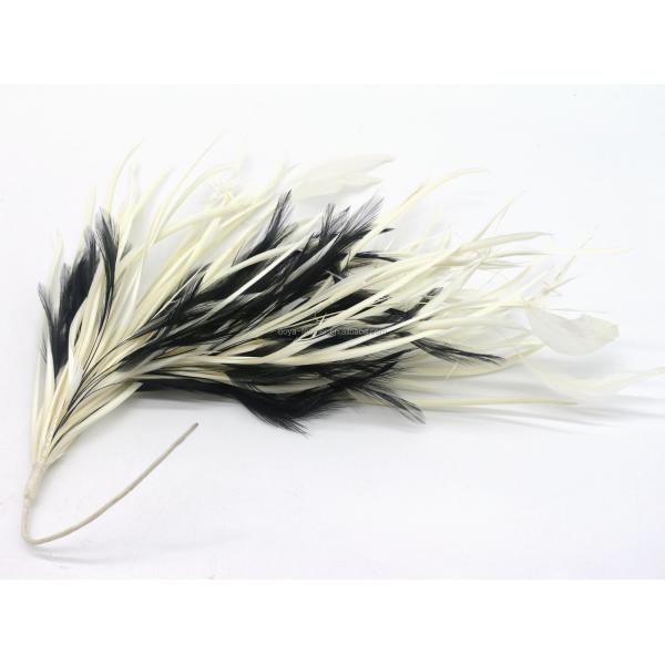 15*30 cm Party Decoration Hackle Feather and Stripped Coque Feather Flower Mount with Wire Accessory