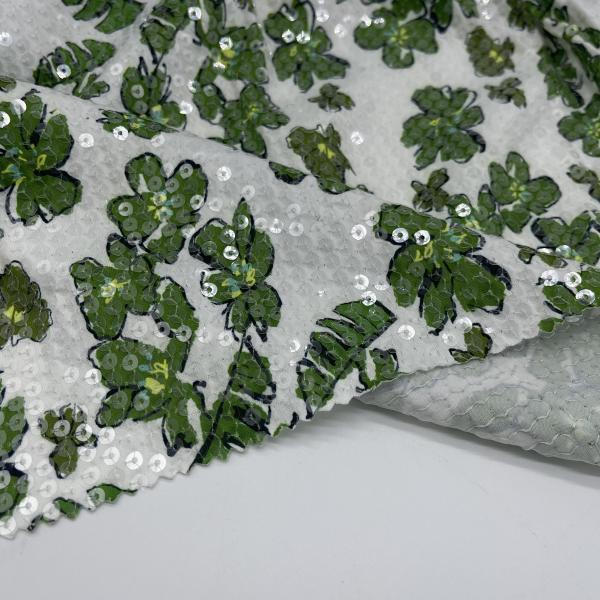 Durable Smooth Sequins Embroidery Fabric Cloth  M13-005