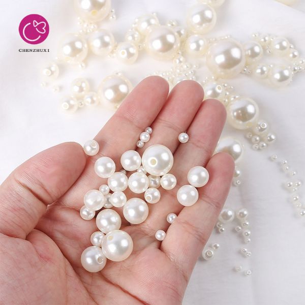 Wholesale High Quality Round Pearls With Hole Multi Sizes Colors Loose Beads Pearls for Garment Accessories