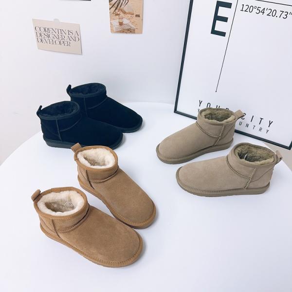 Winter Cowhide Snow Boots Plus Velvet Genuine Leather Short Boots Waterproof Non-Slip Outdoor Warm Cotton Shoes For Kids