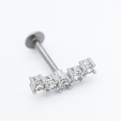 o zircão cirúrgico da joia 5pcs do corpo 316L de aço apedreja brincos do parafuso prisioneiro de Labret