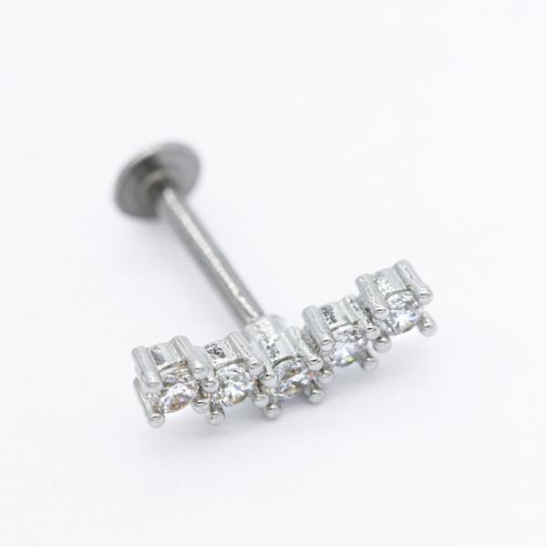 o zircão cirúrgico da joia 5pcs do corpo 316L de aço apedreja brincos do parafuso prisioneiro de Labret