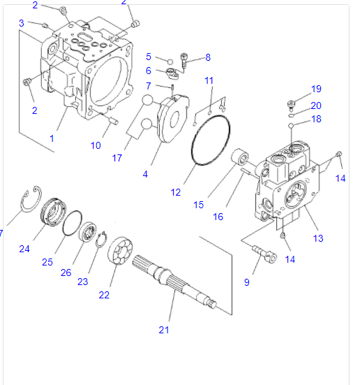 PC35 PC56 Excavator Hydraulic Pump Parts 708-3S-00512 For Komatsu Digger