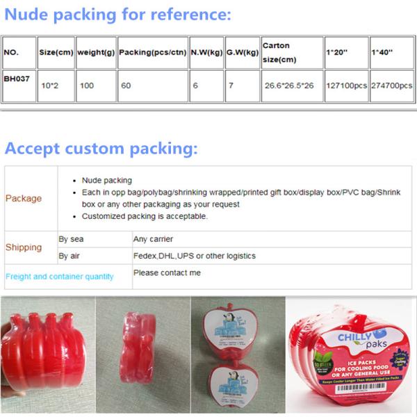 Red Reusable Food Freezer Mini Ice Packs For Kids Cooler Bags MSDS Approve