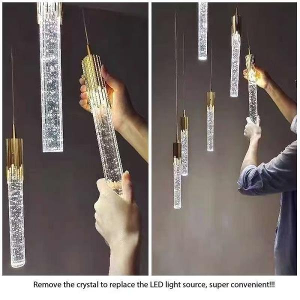 Lámpara de parche de LED moderna larga de cristal para diseño lujoso en el salón comedor o escalera