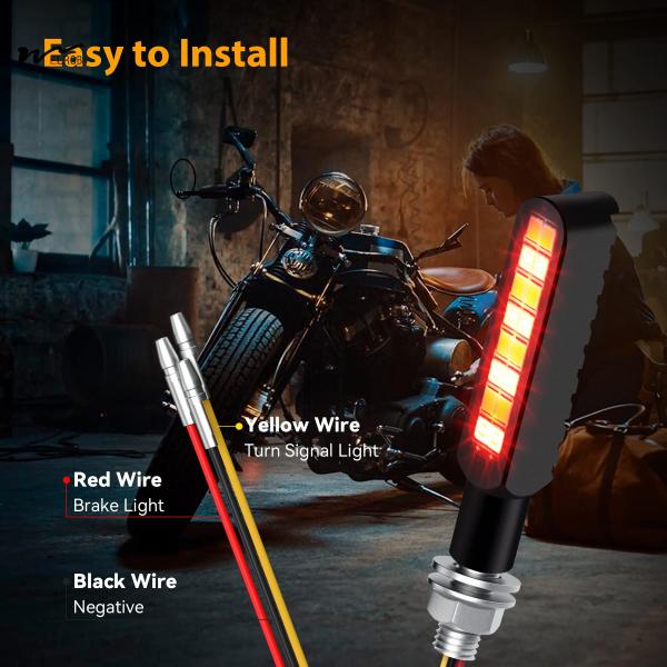 Ambre vermelho 2PCS LED fluente Motor de sinal de virada Strobe Lâmpadas de cauda de freio Alumínio liga 12V Super brilhante
