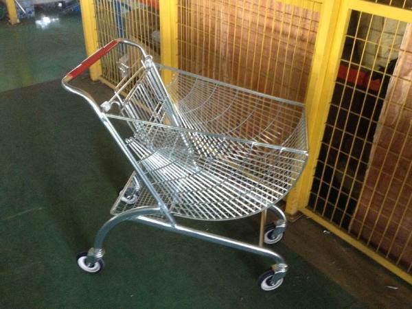 Fan shape store shopping trolley with 4 swivel 4 inch flat casters