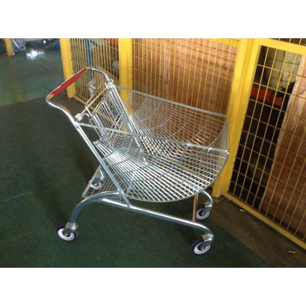 Fan shape store shopping trolley with 4 swivel 4 inch flat casters
