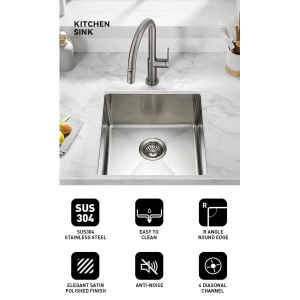 1.2mm Thick Stainless Steel Kitchen Sink Brushed Silver Color For Laundry Room