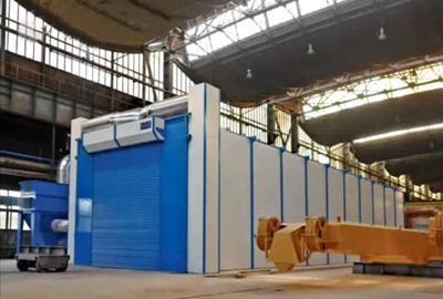 Large Steel Profile Sand Blasting Room Metal Parts Rust Removal For Construction Equipment