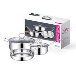 Cheap Price Cookware Set Induction Silver Pot Set Stainless Steel Cookware Set 5pcs Cooking Pot And Pans