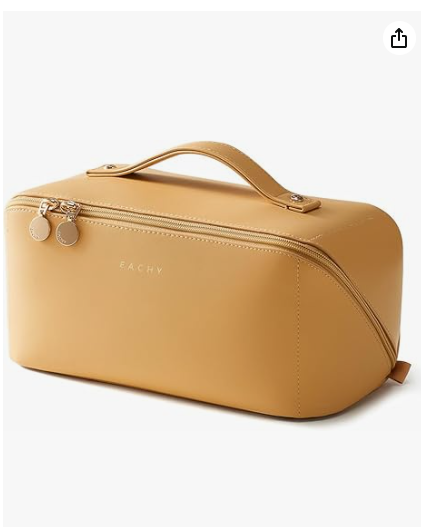 EACHY Travel Makeup Bag,Large Capacity Cosmetic Bags for Women,Waterproof Portable Pouch Open Flat Toiletry Bag Pattern Makeup Bag