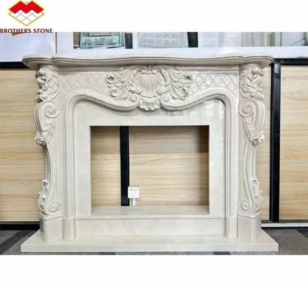 Freestanding Modern Indoor Royal Botticino Marble Decor Cream Shanna Beige Marble for Fireplace Tabletop Surround