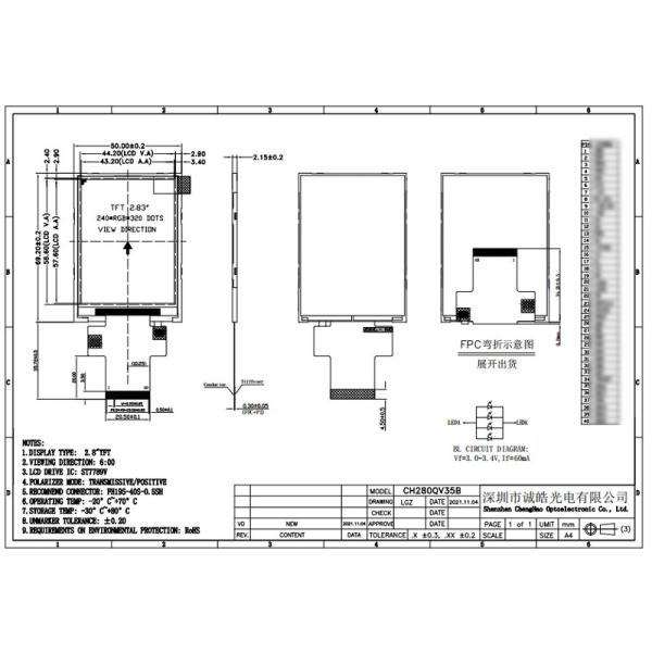 2.8 pouces affichage LCD TFT 240x320 40 broches MCU SPI RGB multi-interface