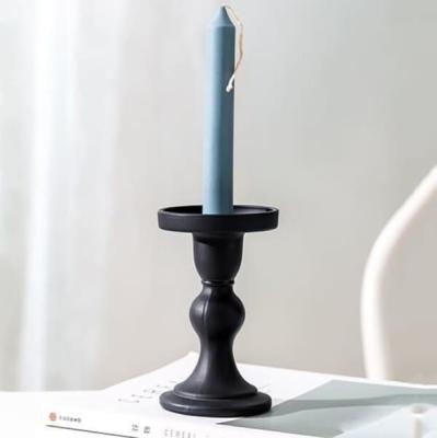 Black Color Glass Candle Holder Lead Free Pillar And Taper Candle Holders