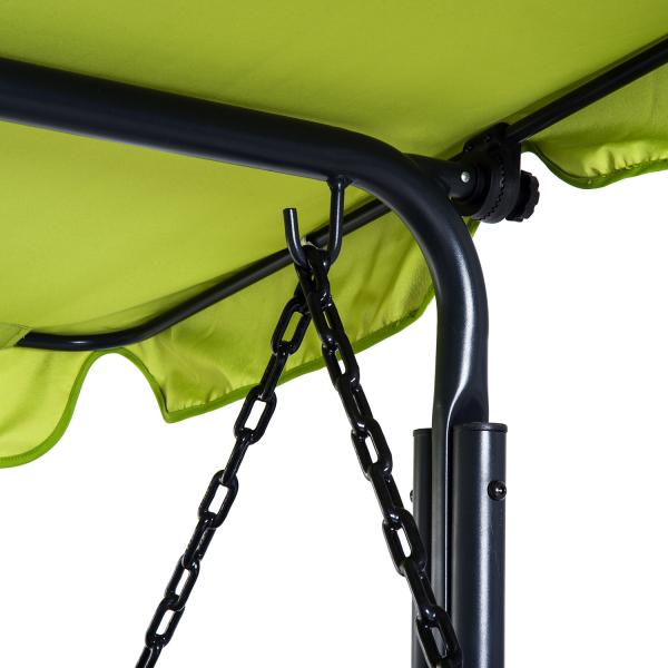 Polyester Cushion AJUNION Outdoor Swing Canopy Hammock 3 Seater Patio Swing Chair with Adjustable Canopy