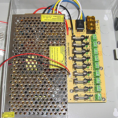9-Channel 12V DC 10A Regulated Power Supply for CCTV System