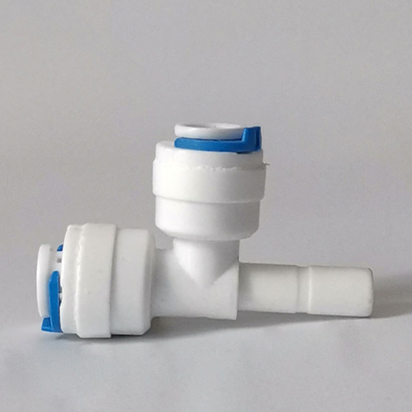 Push In RO Quick Connect Fittings Tee Adapter 1/4 3/8 For Water Filtration Systems
