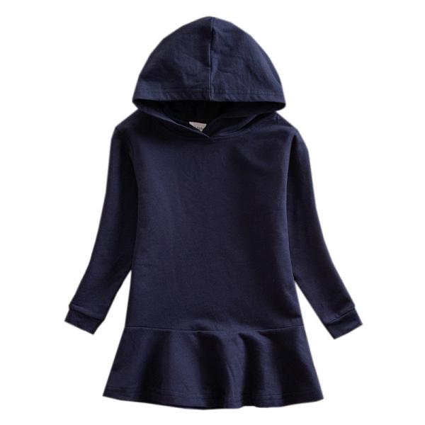 Das crianças feitas sob encomenda do vestido do algodão das meninas da roupa do vestido das crianças vestido encapuçado da camiseta