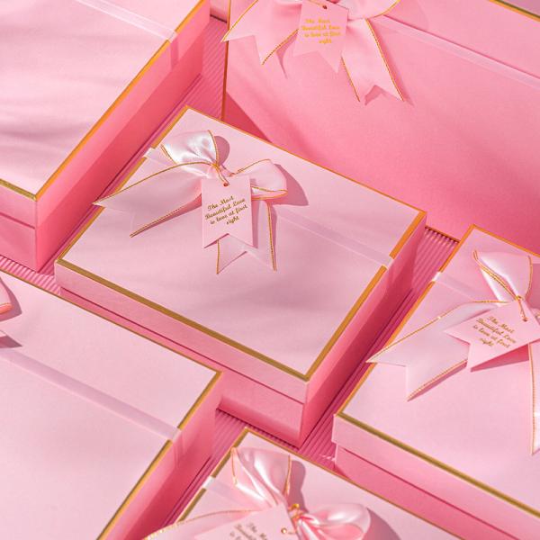 Boîtes cadeaux rose Bowknot Boîtes à coquille pour cadeaux de demoiselles d'honneur Cadeaux personnalisables