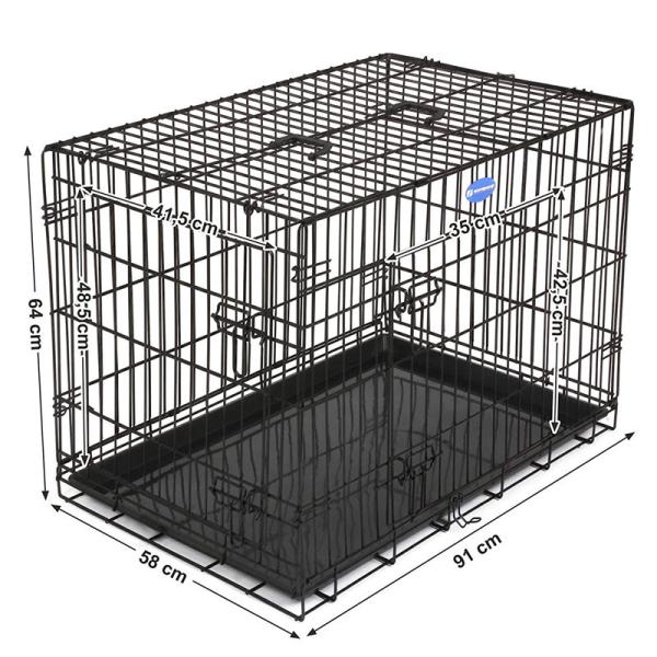 91x64x58cm Lightweight Metal Dog Crate Welded  Easy Cleaning Two Handles