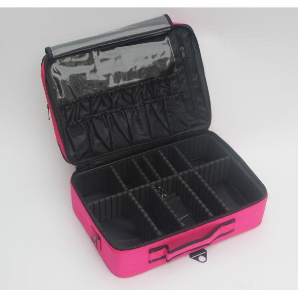 Сумка красоты Оксфорда с двойным случаем поезда макияжа ткани молнии для художника подняла косметическая сумка организатор 3 слоев