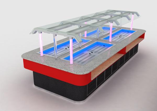 Marble Cold Buffet Counter Crystal Columns Commercial Kitchen Equipments