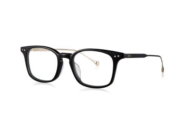 Plastic prescription glasses for unisex  in classic eyeshape with pure metal temple