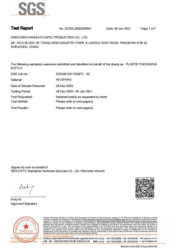 Shenzhen Han Hui Plastic Production Co., Ltd. Сертификации