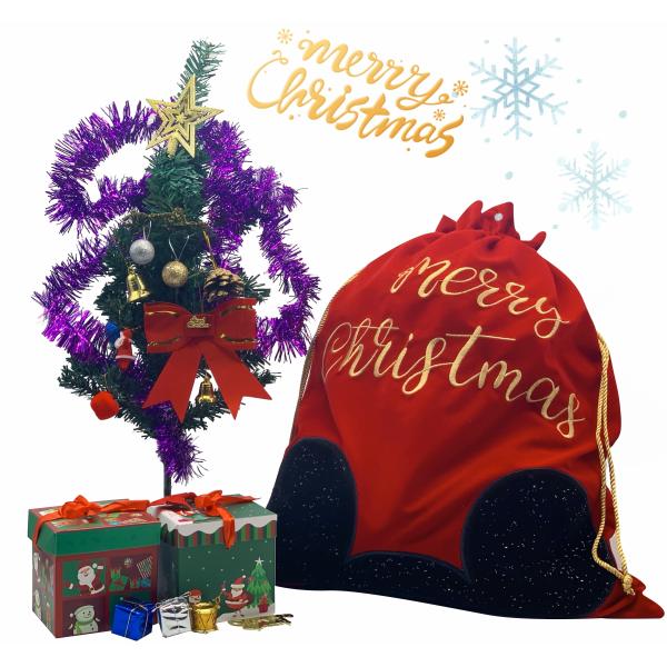 Custom Giant Xmas Bag Red Velvet Drawstring Christmas Santa Sack with Customized Logo