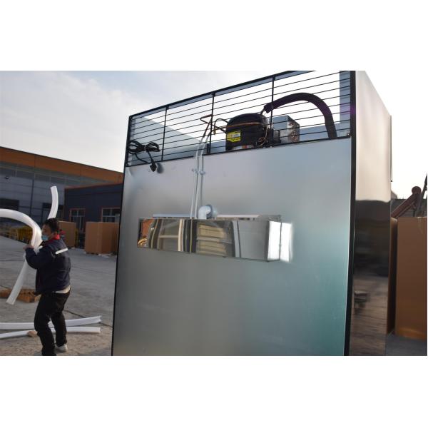 Congelador de cristal vertical doble de la puerta del supermercado con las luces LED verticales