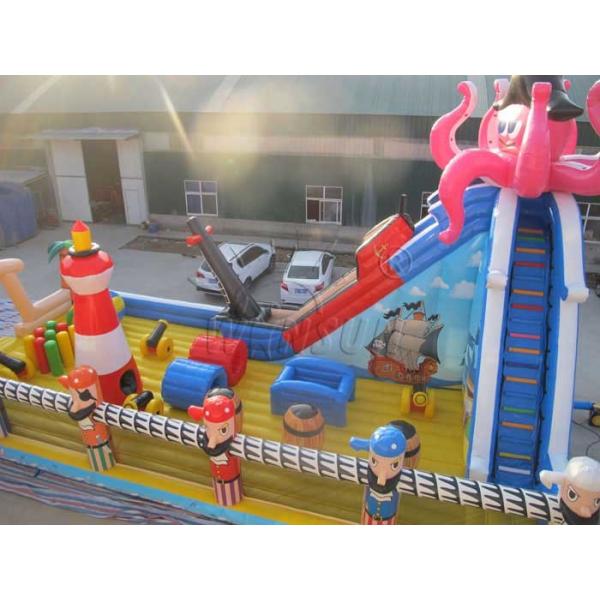 Commercial Grade Inflatable Fun City , Kids Pirate Ship Bounce House