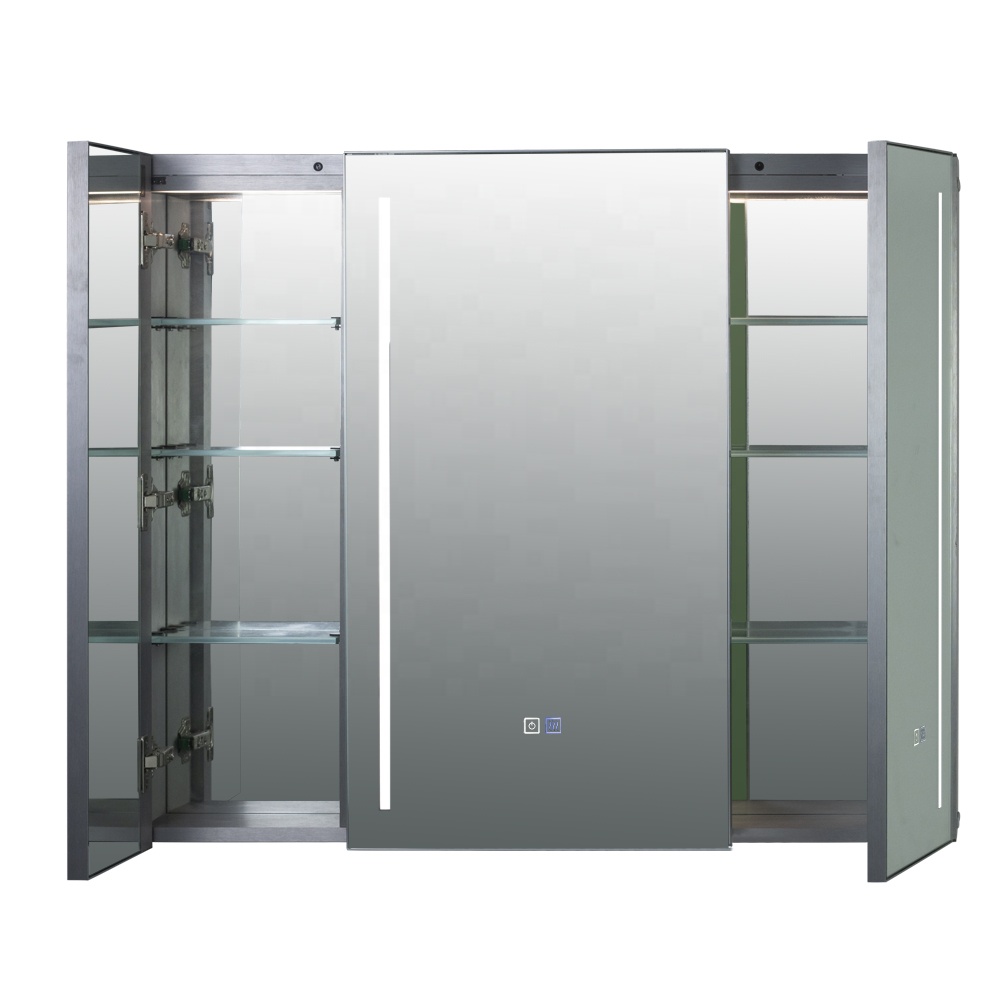 Wholesale Elegant Interior Medecine Cabinet Shower Large Lighted Mirror Bath Bathroom Smart LED Mirror Cabinet with Storage