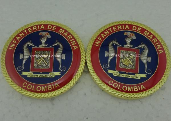 3D Customized Marina Personalized Coins , Challenge Colombia Coins With Zinc Alloy