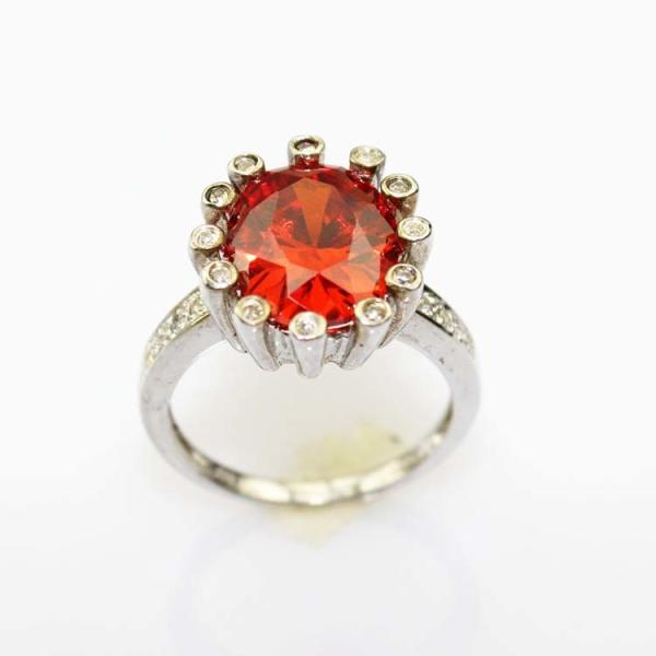 Women' Jewellery Sterling Silver Oval Garnet Cubic Zircon Ring(S-RT719)