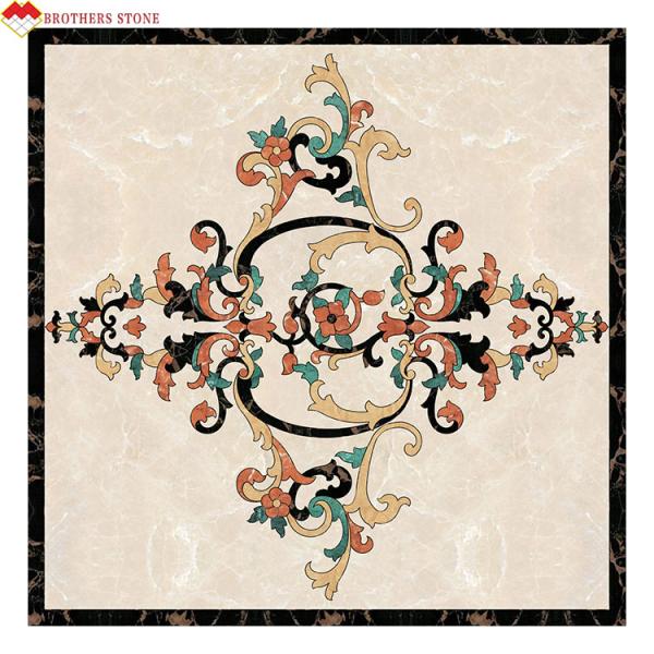 Custom Mosaic Floor Water Jet Medallion Natural Wall Decoration Marble