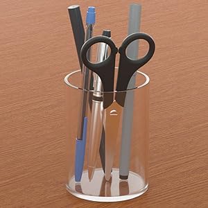 Acrylic Pen Holder 2 Pack,Clear Desktop Pencil Cup Stationery Organizer For Office Desk Accessory -Round