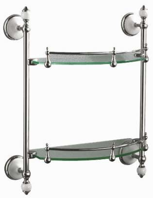 53002 double glass shelf bathroom accessory zinc chrome finish tumbler holder