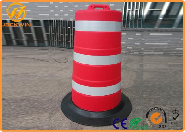 Big Road Safety Control Plastic Traffic Barriers / Drum With Rubber Base