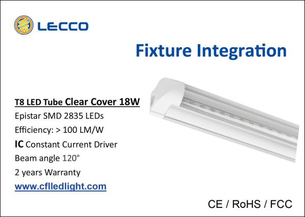 18 Watt 4ft T8 LED Tube Linear Light , T8 Led Fluorescent Tube 1500LM