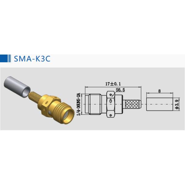 El oro recto femenino del conector coaxial de SMA RF plateó el conector de cable que prensaba