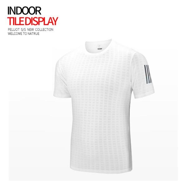 Laser Perforated 97%Polyester Men'S Athletic Clothing Round Neck Collar Shirt