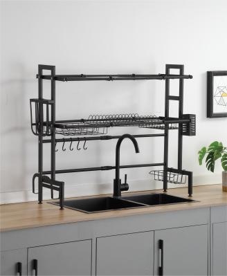 Stainless Steel Adjustable Over Sink Dish Rack 2 Tiers 780mm Height 255mm Width