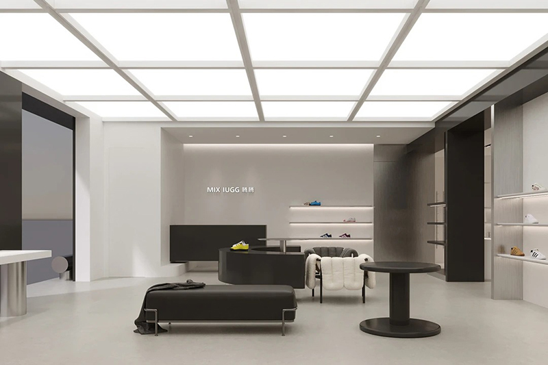 Modern Black White Minimal Casual Shoe Shop Layout Design