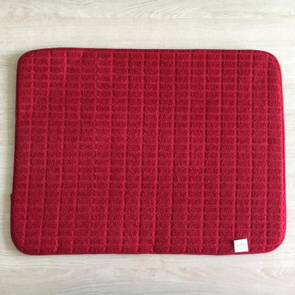 Sinlge packed 1pc Microfiber  printeted water absorb dish mat kitchen water pad with grid patten