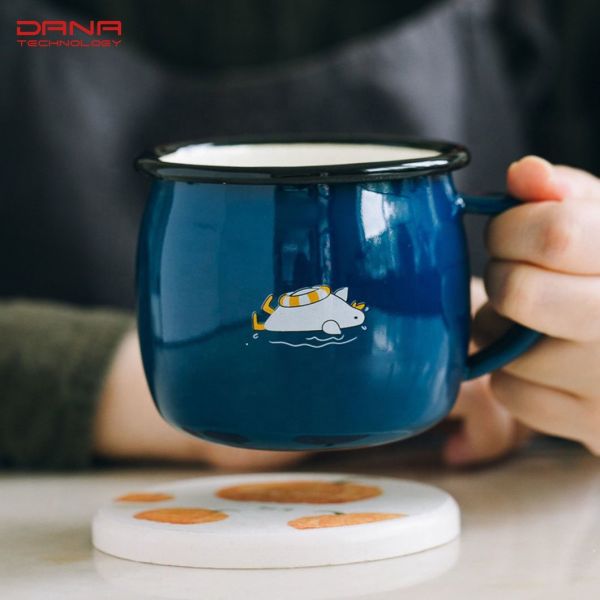 Colorful Children Enamel Water Cup With Lid Custom Capacity Multiple Colors